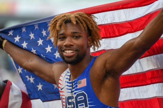 Noah Lyles as seen while smiling at the 2022 World Athletics Championships in Eugene, United States
