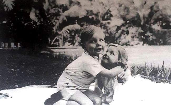 Ruskin Bond as seen with his sister Ellen Bond in 1938