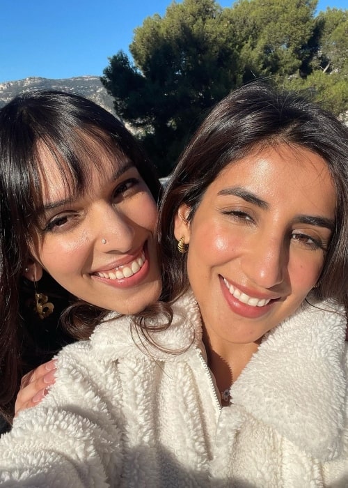 Trinetra Haldar Gummaraju as seen in a selfie with fellow actress Parul Gulati in August 2023, while on her visitt to Nice, France