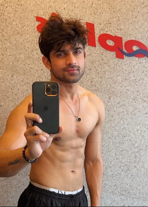 Abhishek Kumar as seen in a shirtless selfie that was taken in July 2023, in Mumbai, Maharashtra
