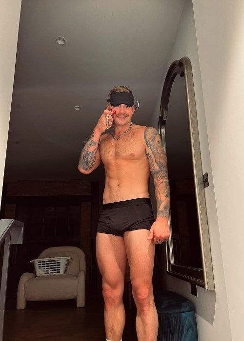 Adam Peaty as seen in a shirtless picture that was taken in London, United Kingdom in July 2023