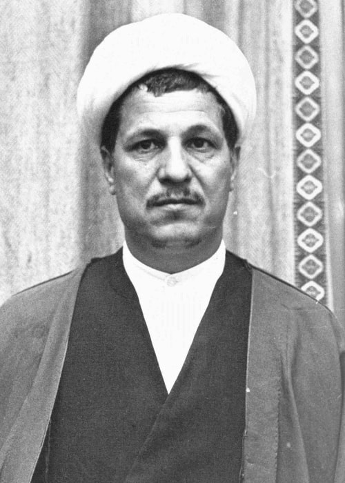 Akbar Rafsanjanī as seen in a black-and-white still