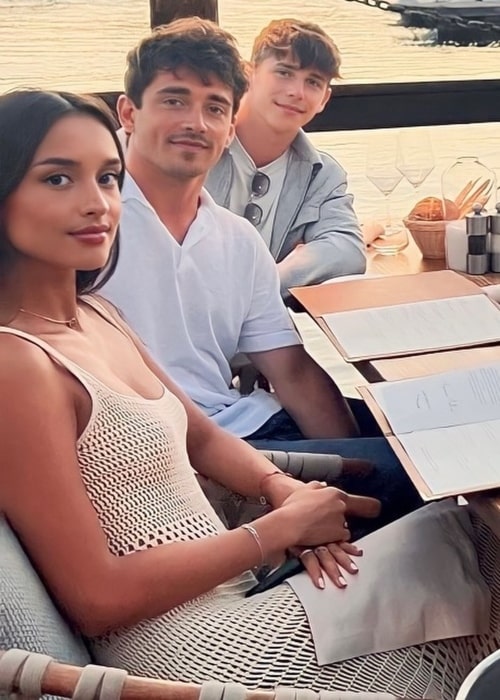 Alexandra Saint Mleux as seen in a picture with Charles Leclerc and his brother Arthur that was taken in August 2023