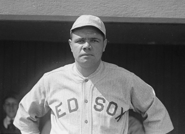 Babe Ruth as seen in a publicity photo as a member of the Boston Red Sox, c. 1919