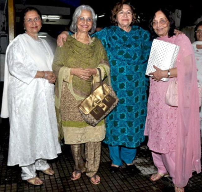 From Left to Right - Nanda Karnataki, Waheeda Rehman, Helen, and Sadhana as seen while posing for a picture in Mumbai, Maharashtra in 2010