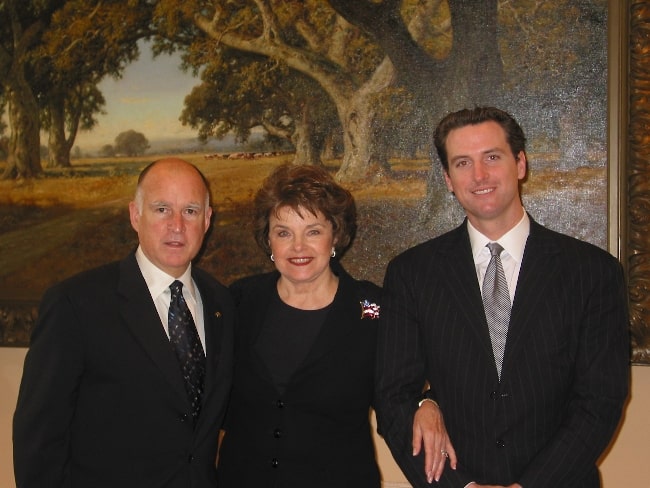 From Left to Right - Oakland Mayor Jerry Brown, Dianne Feinstein, and San Francisco Mayor Gavin Newsom in Washington, D.C. in 2007