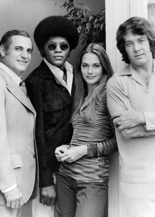 From Left to Right - Tige Andrews, Clarence Williams III, Peggy Lipton, and Michael Cole as seen in a cast photo from the television program 'The Mod Squad'