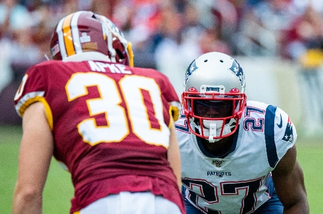 J. C. Jackson (Right) as seen with the New England Patriots in a game against the Washington Redskins in 2019