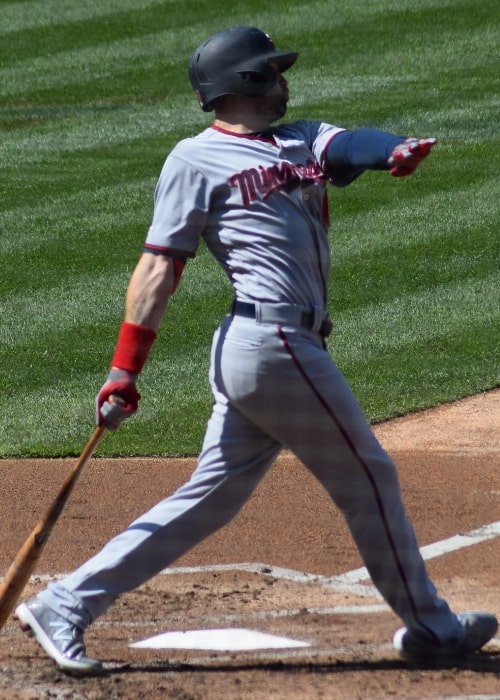 Jake Cave at bat for the Minnesota Twins during game against the Philadelphia Phillies at Citizens Bank Park in Philadelphia, PA on April 6, 2019
