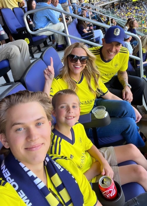 Jim Toth as seen in a selfie with his family while at a Nashville Soccer Club game in May 2022
