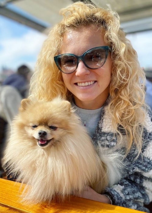 Kateřina Siniaková as seen in a picture with her pet dog Fluffy that was taken in May 2023