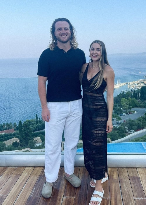 Max O'Dowd as seen in a picture with his beau Vicky Louise Fuller that was taken in August 2023, in Korfu, Moraitika, Greece