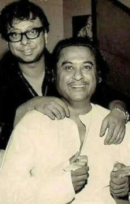 R. D. Burman as seen smiling in a picture with Kishore Kumar
