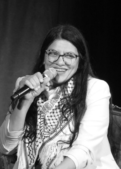 Rashida Tlaib as seen while speaking at an event for the Middle East Children's Alliance - MECA: Voices of Palestinian Resistance: Commemorating 75 Years of Nakba in 2023
