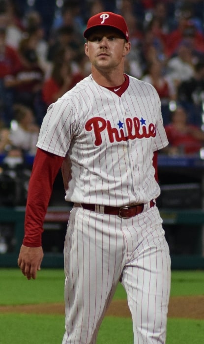 Rhys Hoskins as seen with the Philadelphia Phillies during a game at Citizens Bank Park on September 15, 2018