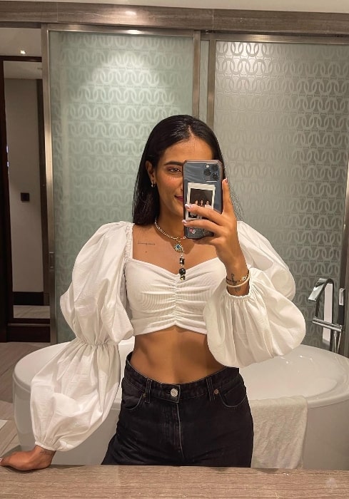 Rutuja Bhosale as seen while taking a mirror selfie in March 2023