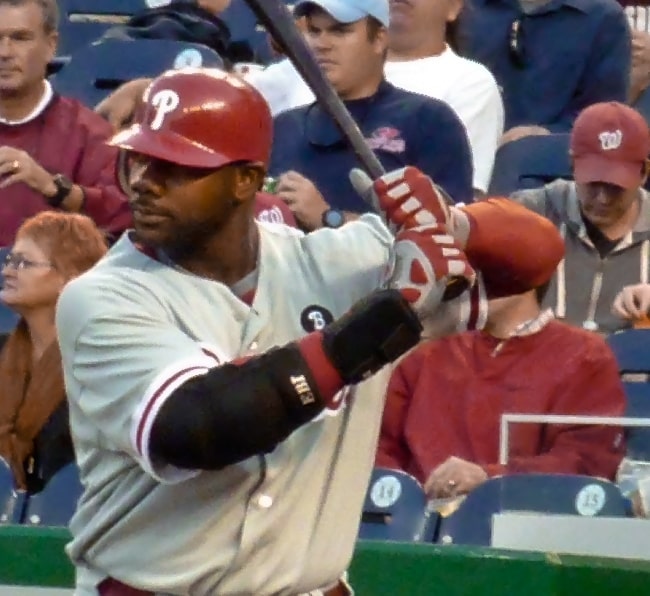 Ryan Howard as seen while at bat for the Philadelphia Phillies during a game against the Washington Nationals on April 14, 2011