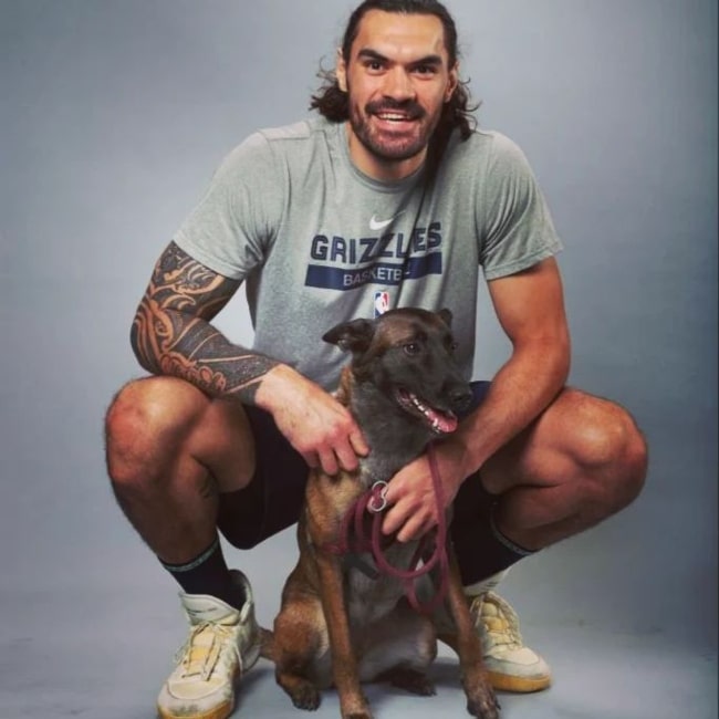 Steven Adams as seen in a picture with his furry canine that was taken in December 2022
