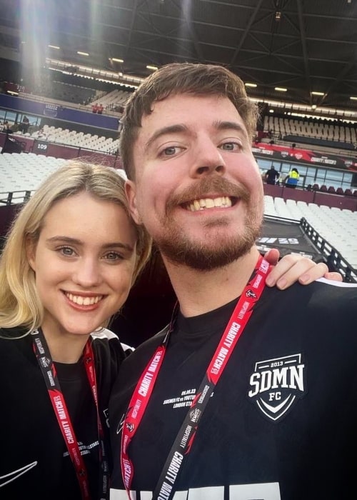 Thea Booysen as seen in a picture with MrBeast that was taken in September 2023, at the London Stadium