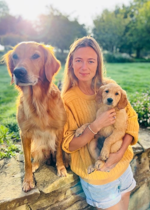 Alizee Thevenet as seen in a picture that was taken with her pet dogs in October 2022