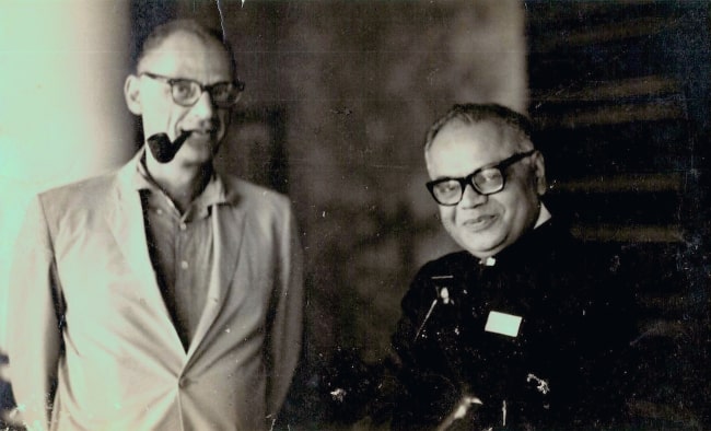 Arthur Miller (Left) as seen with Chunilal Madia in Abidjan, Ivory Coast in October 1968