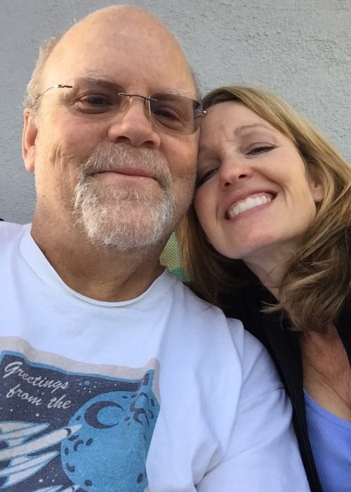 Dirk Blocker as seen while smiling in a selfie with wife Danielle Aubuchon in April 2023