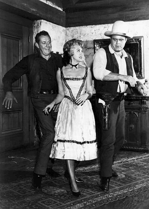 (From left to right) Vaughn Monroe, Susie Scott, and Dan Blocker as seen appearing together in Bonanza in 1962