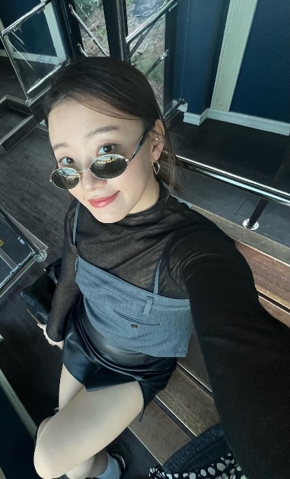 Gia Kim as seen while clicking a selfie in October 2023
