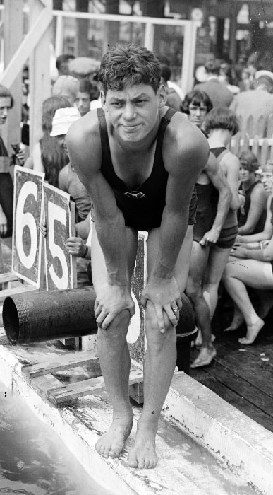 Johnny Weissmuller as seen at a swim meet in Brighton Beach, New York on July 23, 1922