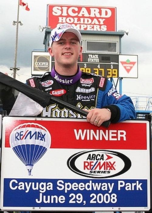 Justin Allgaier as seen in Victory Lane at Cayuga International Speedway after winning the ARCA ReMAX Series Cayuga ARCA ReMax 250 on June 29, 2008
