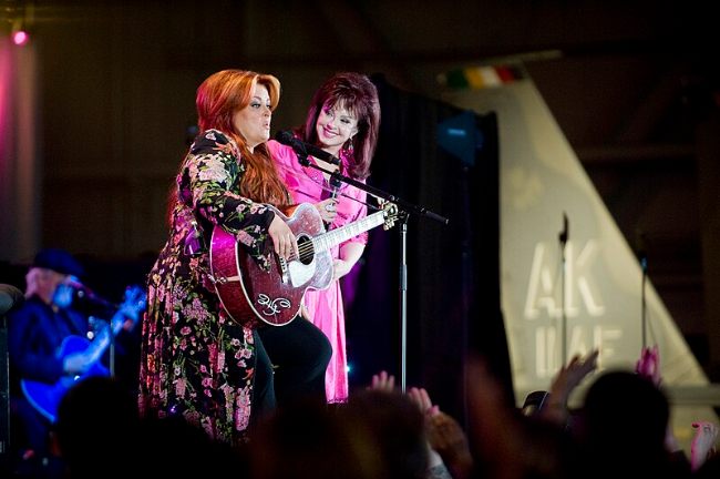 Naomi and Wynonna Judd seen singing together at the Alaska's Operational Gratitude concert in 2008