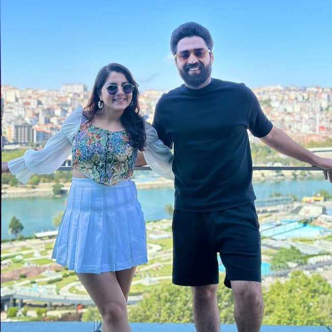 Neha Bagga as seen in a picture with her husband Resty Kamboj while at the Clarion Hotel Golden Horn in Istanbul, Turkey in September 2023