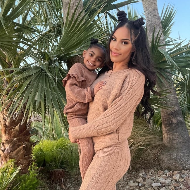 Raquel Santiago as seen in a picture with her daughter Noa Rose that was taken in February 2023, at Lake Las Vegas, Nevada