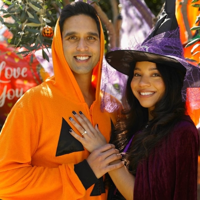 Sidhartha Mallya and his fiance shortly after he proposed to her on Halloween in November 2023, Los Angeles, California