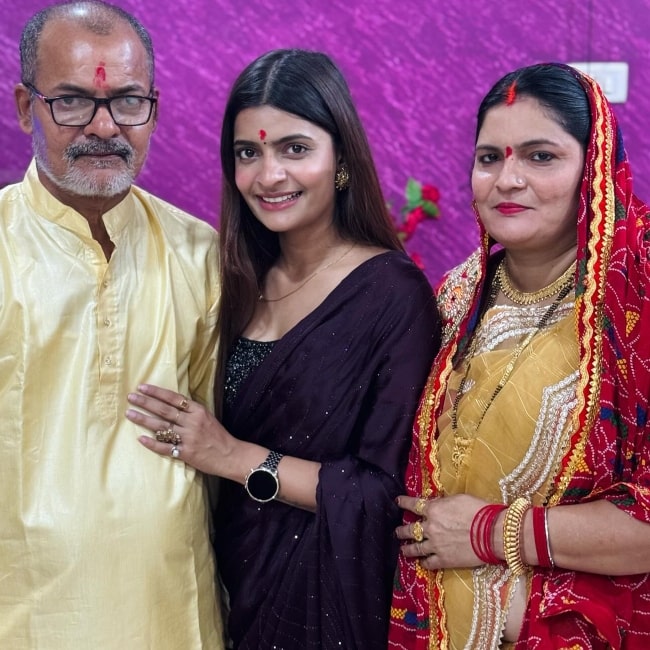 Alisha Rajput as seen in a picture with her parents that was taken in November 2023, on the occasion of Diwali