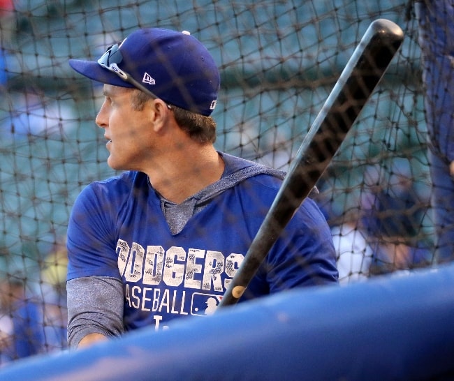 Chase Utley as seen during batting practice with the Dodgers during the 2016 NLCS