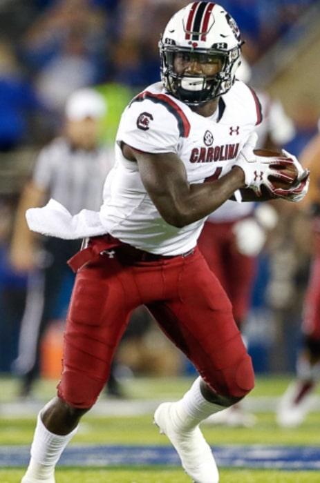 Deebo Samuel as seen while playing for the South Carolina Gamecocks during a game on September 29, 2018