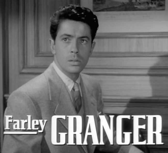Farley Granger as seen in the trailer screenshot for the 1951 film Strangers on a Train