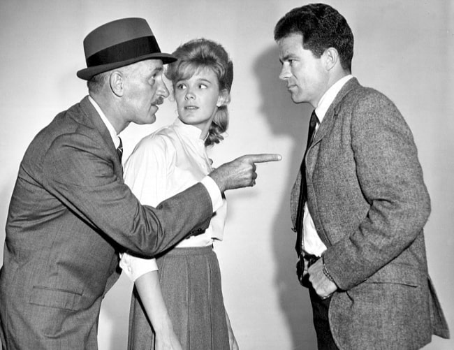 From Left to Right - Keenan Wynn, Linda Evans, and Jack Ging as seen in an episode of TV's 'The Eleventh Hour' (1963)