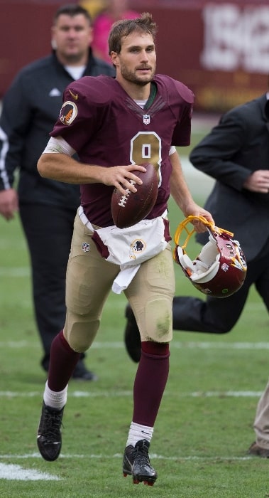 Kirk Cousins as seen while wearing the Washington Redskins throwback uniform during a game against the Tampa Bay Buccaneers on October 25, 2015