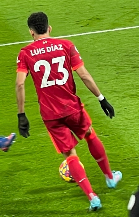 Luis Díaz as seen while playing for Liverpool in 2022