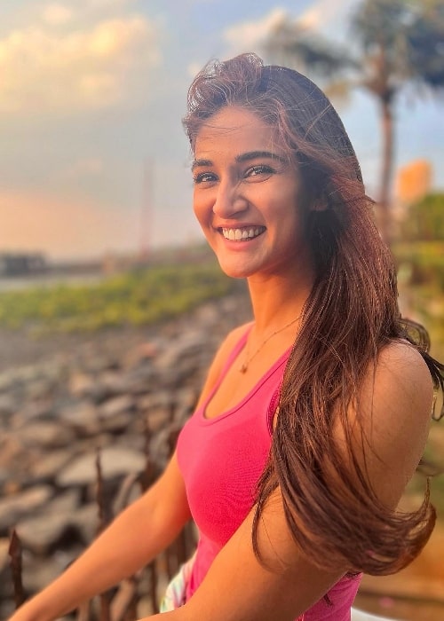 Mukti Mohan as seen while smiling for a picture in May 2023