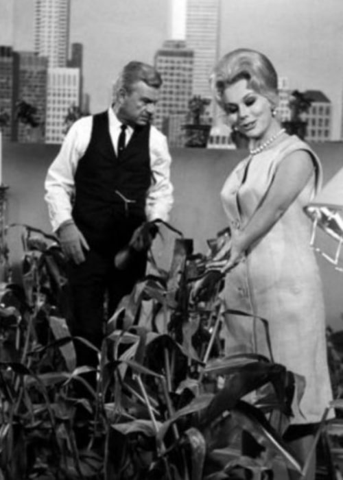 Publicity photo from the premiere of the television program Green Acres. Pictured are Eddie Albert and Eva Gabor