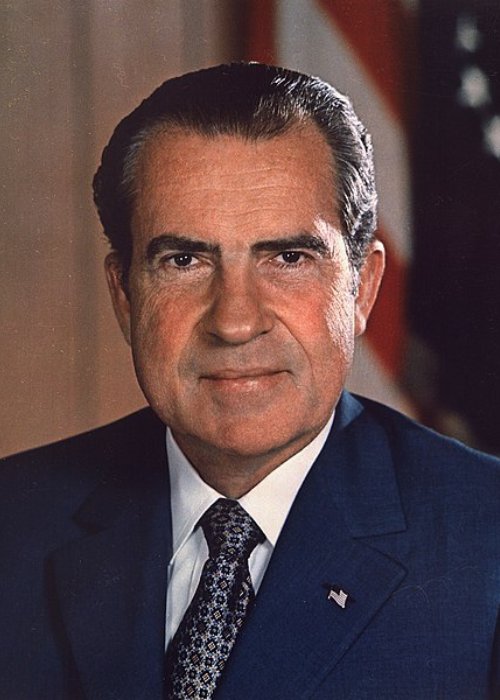 Richard Nixon as seen in his presidential portrait