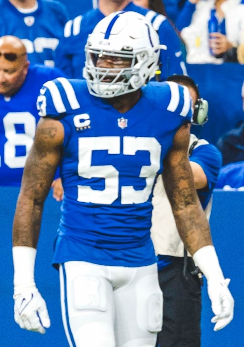 Shaquille Leonard as seen with Indianapolis Colts in a game against Washington Commanders in 2022