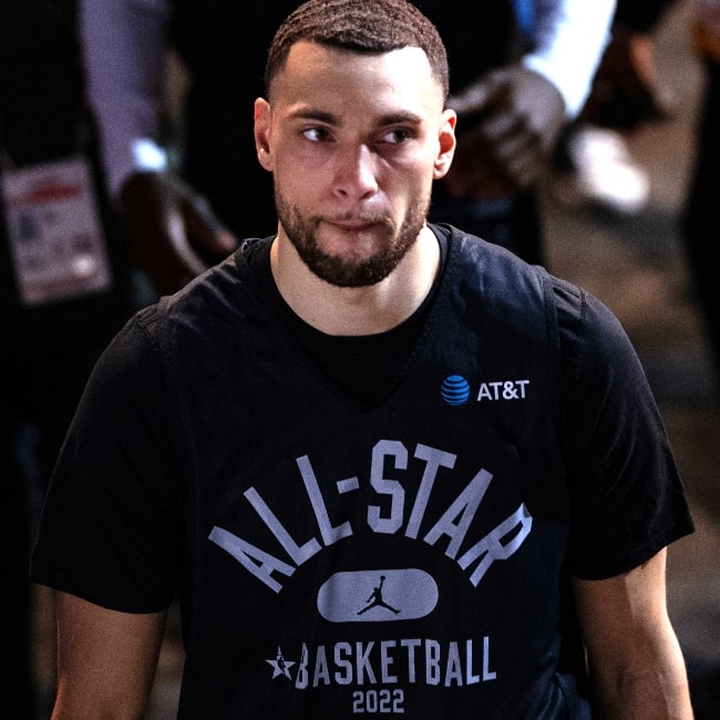 Zach Lavine during the 2022 NBA All-Star Weekend at the Rocket Mortgage FieldHouse in Cleveland on February 19