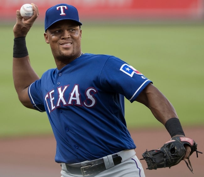Adrián Beltré as seen at third base for the Texas Rangers during a game against the Baltimore Orioles on July 19, 2017