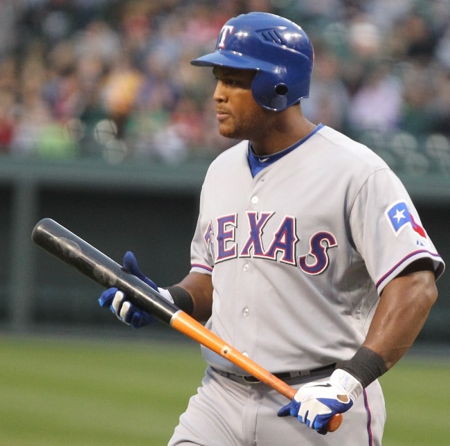 Adrián Beltré with the Texas Rangers getting ready to bat during a game on April 7, 2011