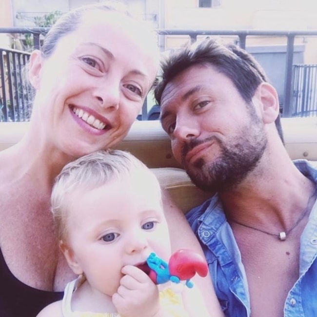Andrea Giambruno as seen in a selfie that with his ex-partner Giorgia Meloni and daughter Ginevra in the past
