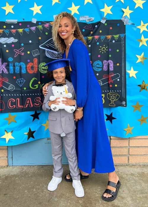 Bobby T as seen in a picture with her son taken on the day he graduated Kindergarten in June 2023